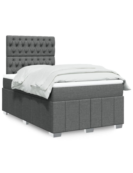 Giroletto a Molle con Materasso Grigio Scuro 120x190cm Tessuto