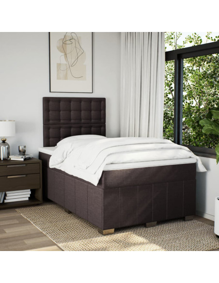 Giroletto a Molle con Materasso Marrone Scuro 120x190cm Tessuto
