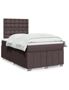 Giroletto a Molle con Materasso Marrone Scuro 120x190cm Tessuto