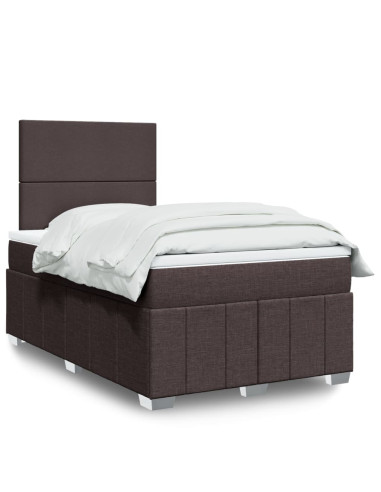 Giroletto a Molle con Materasso Marrone Scuro 120x190cm Tessuto