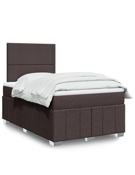 Giroletto a Molle con Materasso Marrone Scuro 120x190cm Tessuto