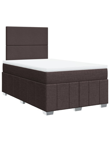 Giroletto a Molle con Materasso Marrone Scuro 120x190cm Tessuto