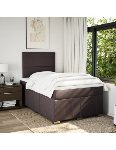 Giroletto a Molle con Materasso Marrone Scuro 120x190cm Tessuto