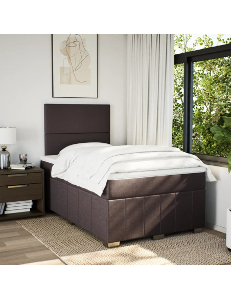 Giroletto a Molle con Materasso Marrone Scuro 120x190cm Tessuto