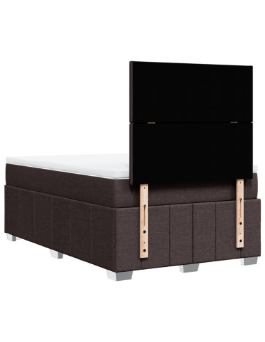 Giroletto a Molle con Materasso Marrone Scuro 120x190cm Tessuto