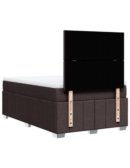 Giroletto a Molle con Materasso Marrone Scuro 120x190cm Tessuto