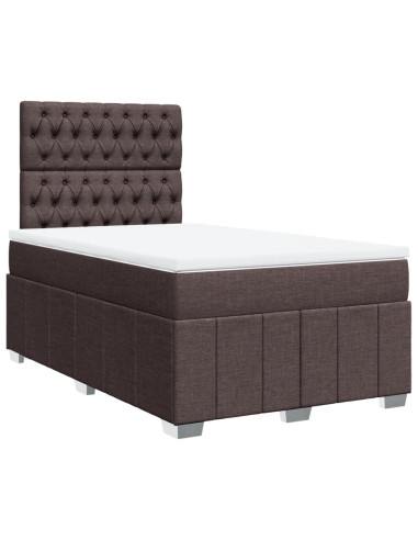 Giroletto a Molle con Materasso Marrone Scuro 120x190cm Tessuto