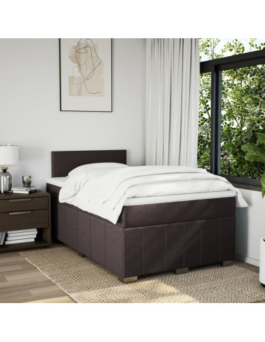 Giroletto a Molle con Materasso Marrone Scuro 120x190cm Tessuto