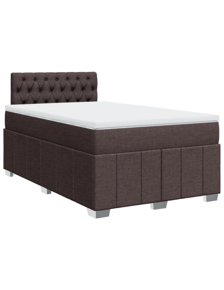 Giroletto a Molle con Materasso Marrone Scuro 120x190cm Tessuto
