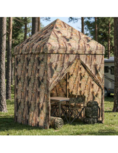 Gazebo Pop-up con 4 Pareti Mimetico Foresta Acciaio POLYSTER