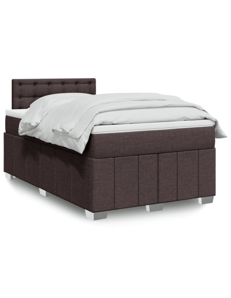 Giroletto a Molle con Materasso Marrone Scuro 120x190cm Tessuto