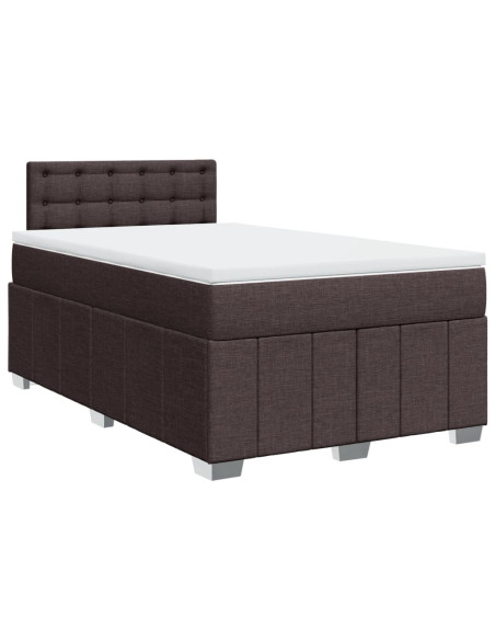 Giroletto a Molle con Materasso Marrone Scuro 120x190cm Tessuto