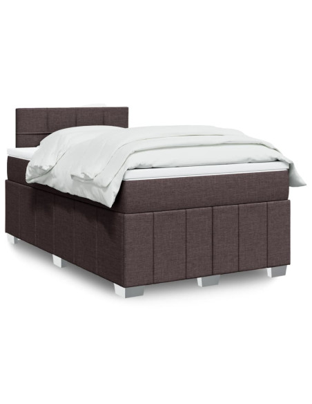 Giroletto a Molle con Materasso Marrone Scuro 120x190cm Tessuto