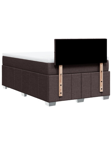 Giroletto a Molle con Materasso Marrone Scuro 120x190cm Tessuto