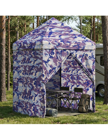 Gazebo Pop-up con 4 Pareti 2 x 2 m Blu Cacciatore