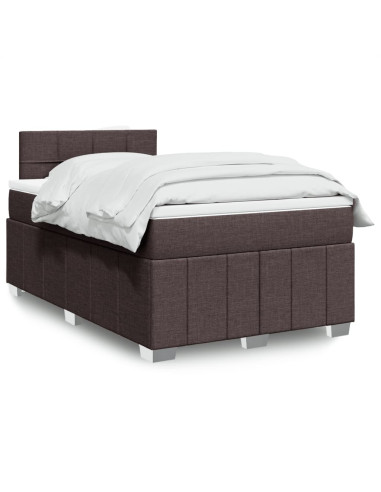 Giroletto a Molle con Materasso Marrone Scuro 120x190cm Tessuto