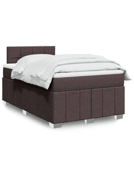 Giroletto a Molle con Materasso Marrone Scuro 120x190cm Tessuto