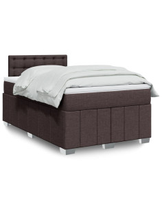 Giroletto a Molle con Materasso Marrone Scuro 120x190cm Tessuto