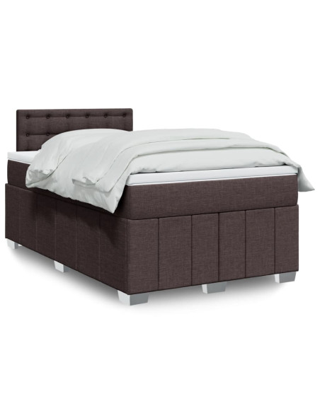 Giroletto a Molle con Materasso Marrone Scuro 120x190cm Tessuto
