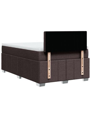 Giroletto a Molle con Materasso Marrone Scuro 120x190cm Tessuto