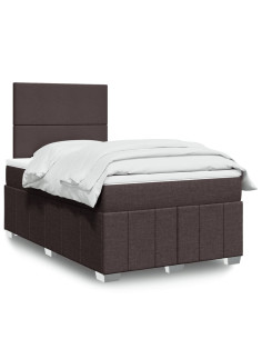 Giroletto a Molle con Materasso Marrone Scuro 120x190cm Tessuto