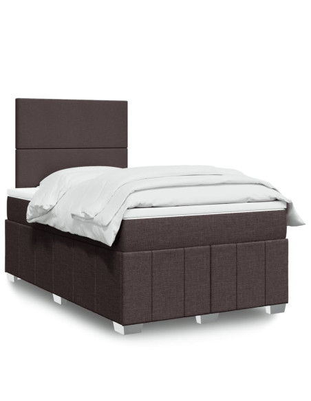 Giroletto a Molle con Materasso Marrone Scuro 120x190cm Tessuto