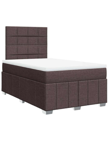 Giroletto a Molle con Materasso Marrone Scuro 120x190cm Tessuto