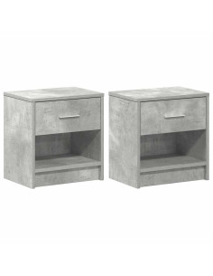 Comodini 2 pz con Cassetto Grigio Cemento 39x28x41 cm 2
