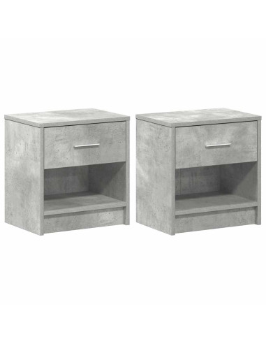 Comodini 2 pz con Cassetto Grigio Cemento 39x28x41 cm