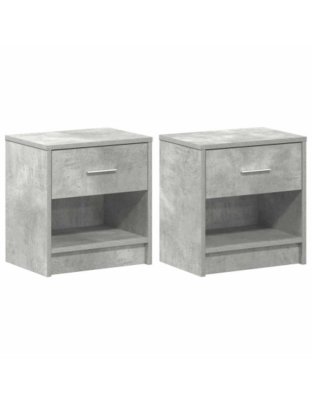 Comodini 2 pz con Cassetto Grigio Cemento 39x28x41 cm