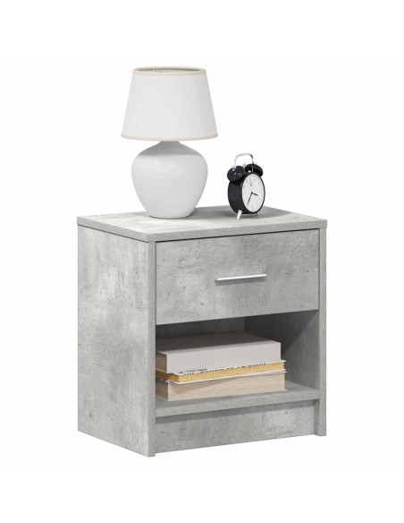 Comodini 2 pz con Cassetto Grigio Cemento 39x28x41 cm