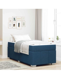 Struttura del letto con materasso Blu 80 x 200 cm Tessuto