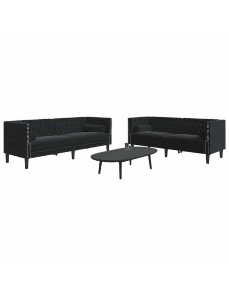 Divano per Soggiorno 2 pcs Nero 194 x 74,5 x 70,5 cm Velluto