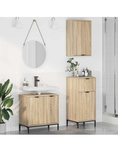 Set di mobili per il bagno con cassetto 3 pcs rovere sonoma