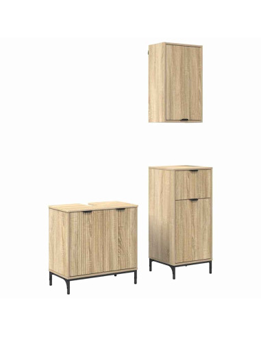 Set di mobili per il bagno con cassetto 3 pcs rovere sonoma