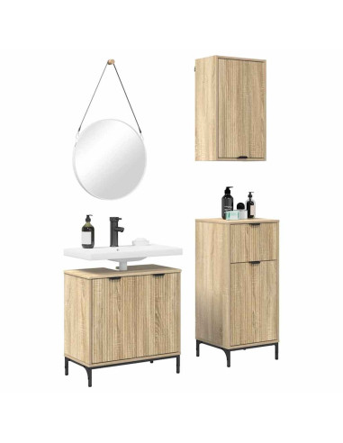 Set di mobili per il bagno con cassetto 3 pcs rovere sonoma