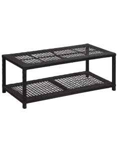Scarpiera con Panchina Nera 80x40x30 cm in Polyrattan