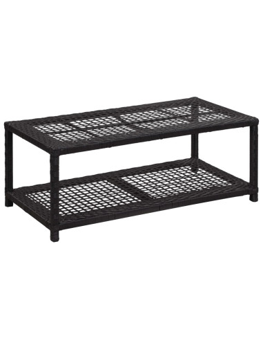 Scarpiera con Panchina Nera 80x40x30 cm in Polyrattan