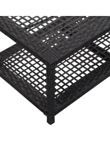 Scarpiera con Panchina Nera 80x40x30 cm in Polyrattan