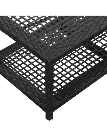 Scarpiera con Panchina Nera 80x40x30 cm in Polyrattan