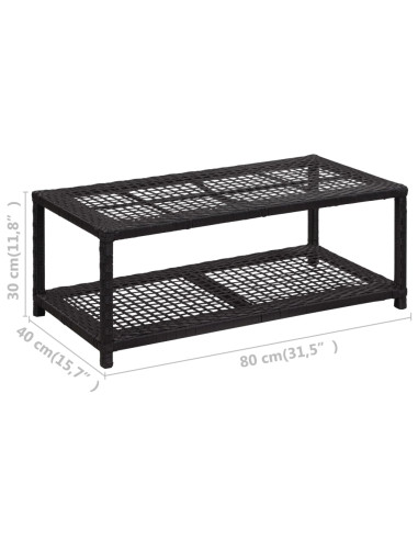 Scarpiera con Panchina Nera 80x40x30 cm in Polyrattan