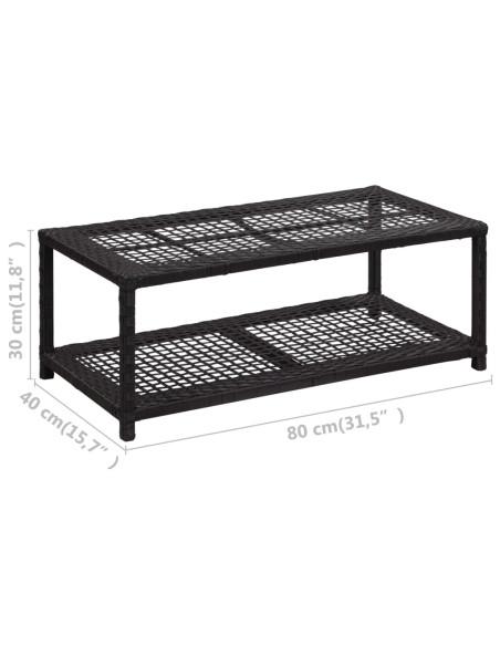 Scarpiera con Panchina Nera 80x40x30 cm in Polyrattan