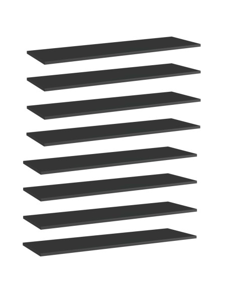 Ripiani per Libreria 8pz Nero Lucido 100x30x1,5cm Multistrato