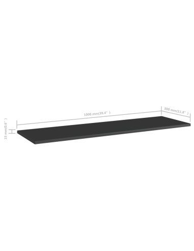 Ripiani per Libreria 8pz Nero Lucido 100x30x1,5cm Multistrato