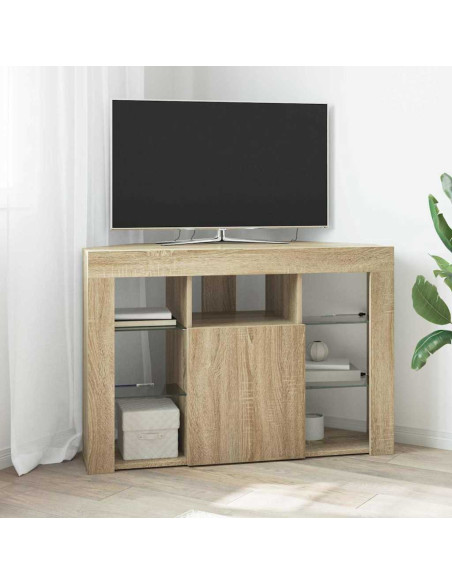 Mobile TV LED Angolare Rovere Sonoma 100x40x68cm