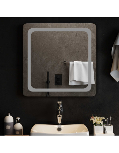 Specchio da bagno LED Trasparente 60 x 60 cm vetro temperato