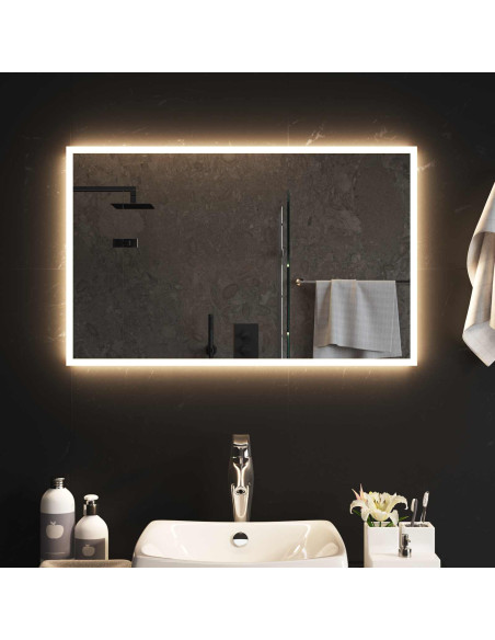 Specchio da bagno LED Trasparente 80 x 50 cm vetro temperato