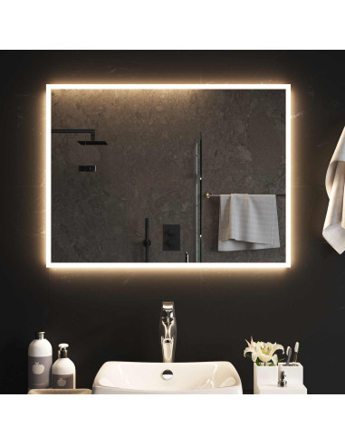 Specchio da bagno LED Trasparente 80 x 60 cm vetro temperato