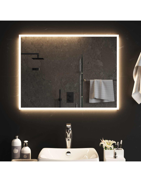 Specchio da bagno LED Trasparente 80 x 60 cm vetro temperato