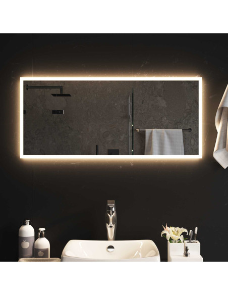 Specchio da bagno LED Trasparente 90 x 40 cm vetro temperato